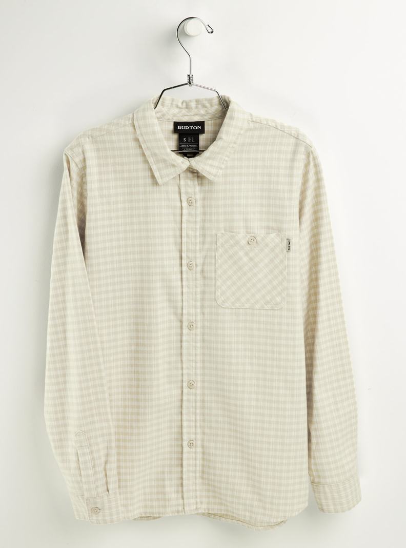 Beige Burton Grace Long Sleeve Flannel Women's Shirts | YBDWGK276