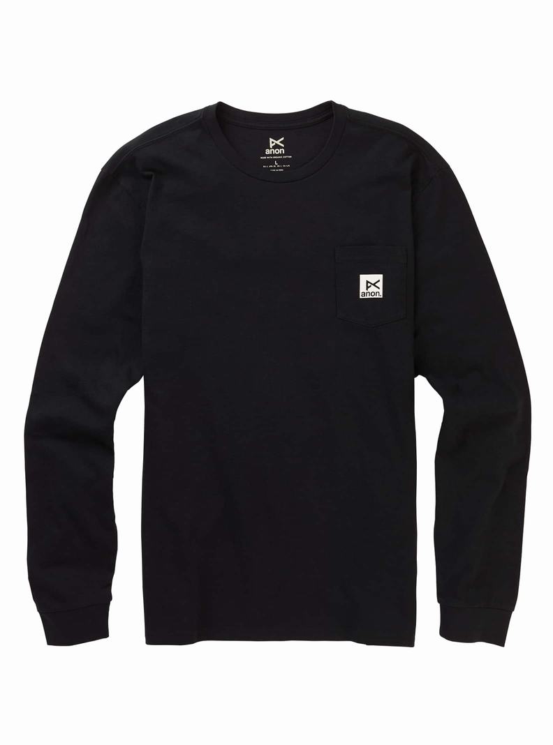 Black Burton Anon Long Sleeve Men's T-Shirts | RJASQP734