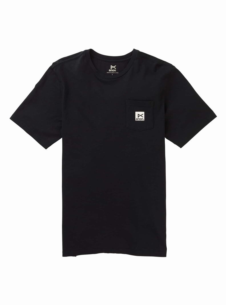 Black Burton Anon Short Sleeve Pocket Men's T-Shirts | QWPLDN702