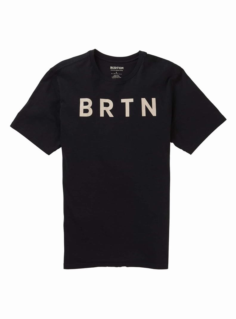 Black Burton BRTN Short Sleeve Men's T-Shirts | AQTKZN693