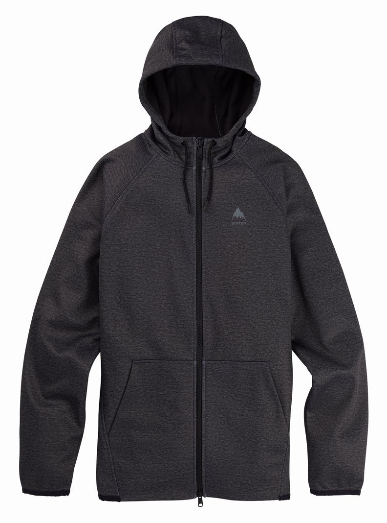 Black Burton Crown Weatherproof Full-Zip Fleece Men's Sweatshirts | KHREGZ573