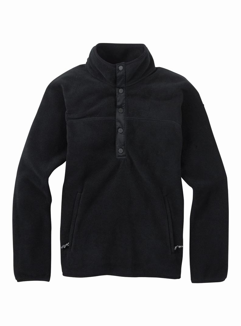 Black Burton Hearth Fleece Pullover Women's Sweatshirts | NUPBVG630