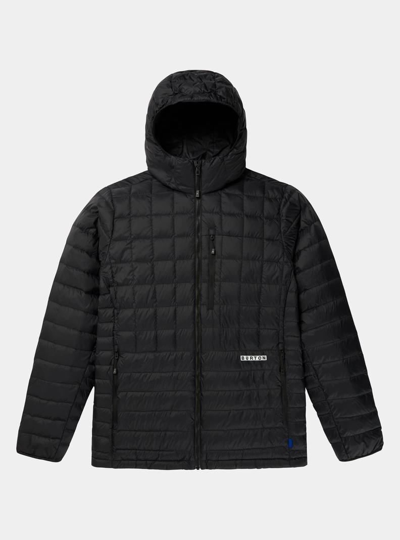 Black Burton Mid-Heat Hooded Down Insulated Men's Ski Jackets | BXLDMI780