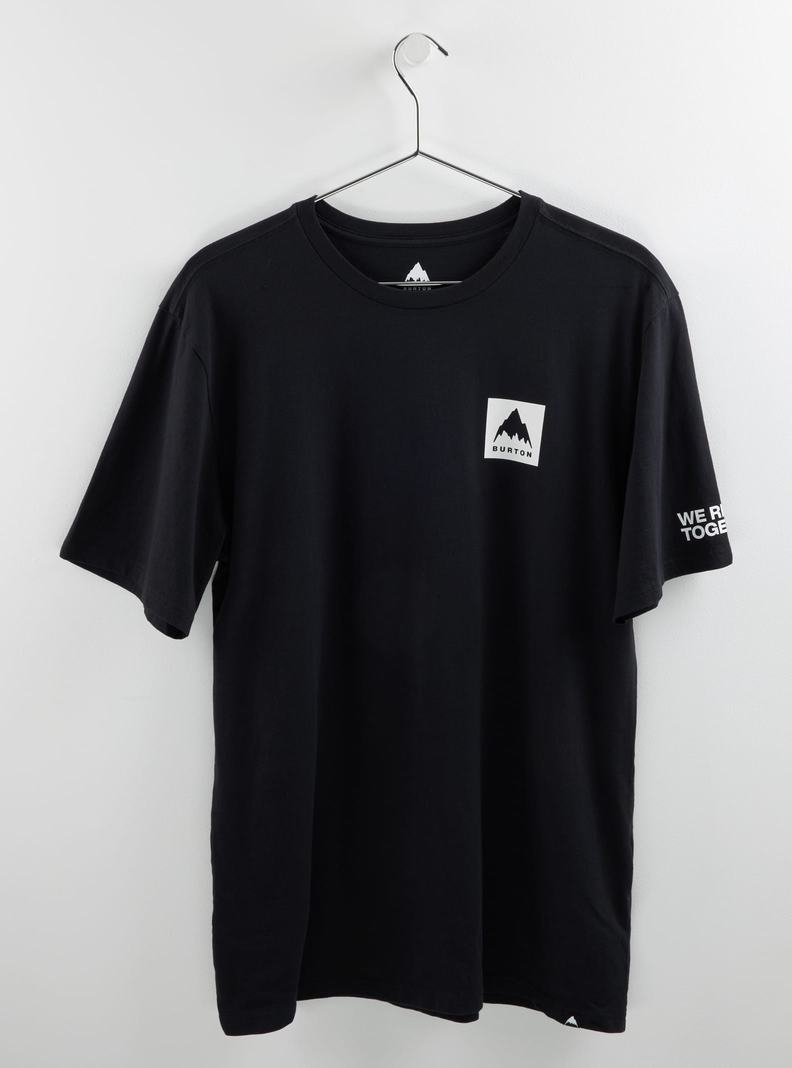 Black Burton Mountain Mark Short Sleeve Men's T-Shirts | YWLNVZ932