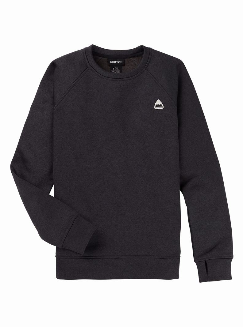 Black Burton Oak Crewneck Fleece Women's Sweatshirts | HPYZEN750