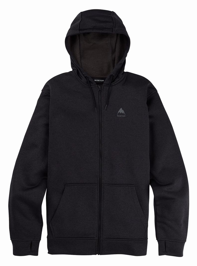 Black Burton Oak Full-Zip Hoodie Men's Sweatshirts | BZFKGO163