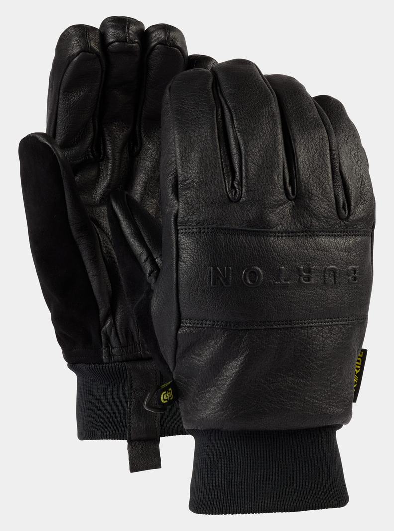 Black Burton Treeline Leather Men's Ski Gloves | BWTYPJ458