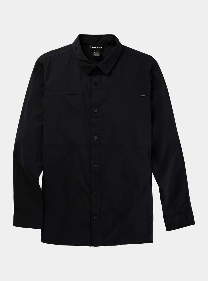 Black Burton Work Stretch Long Sleeve Men's Shirts | WYMHSQ483