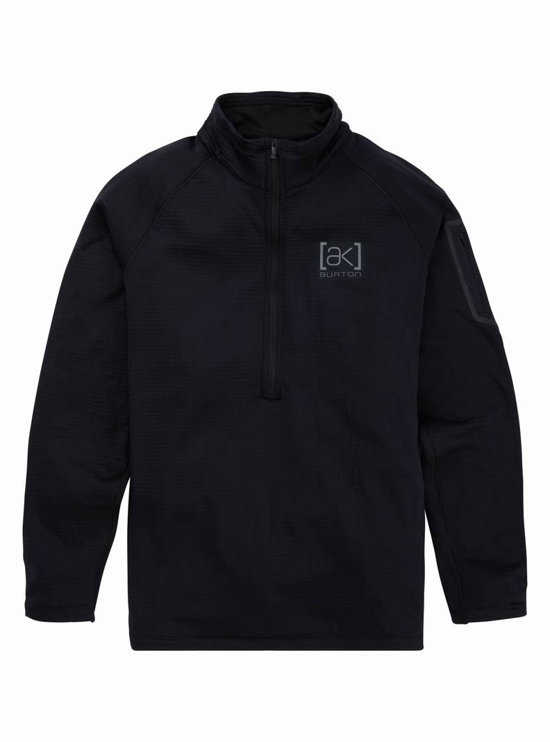 Black Burton [ak] Helium Power Grid™ Half-Zip Fleece Men's Sweatshirts | VIEBLC981