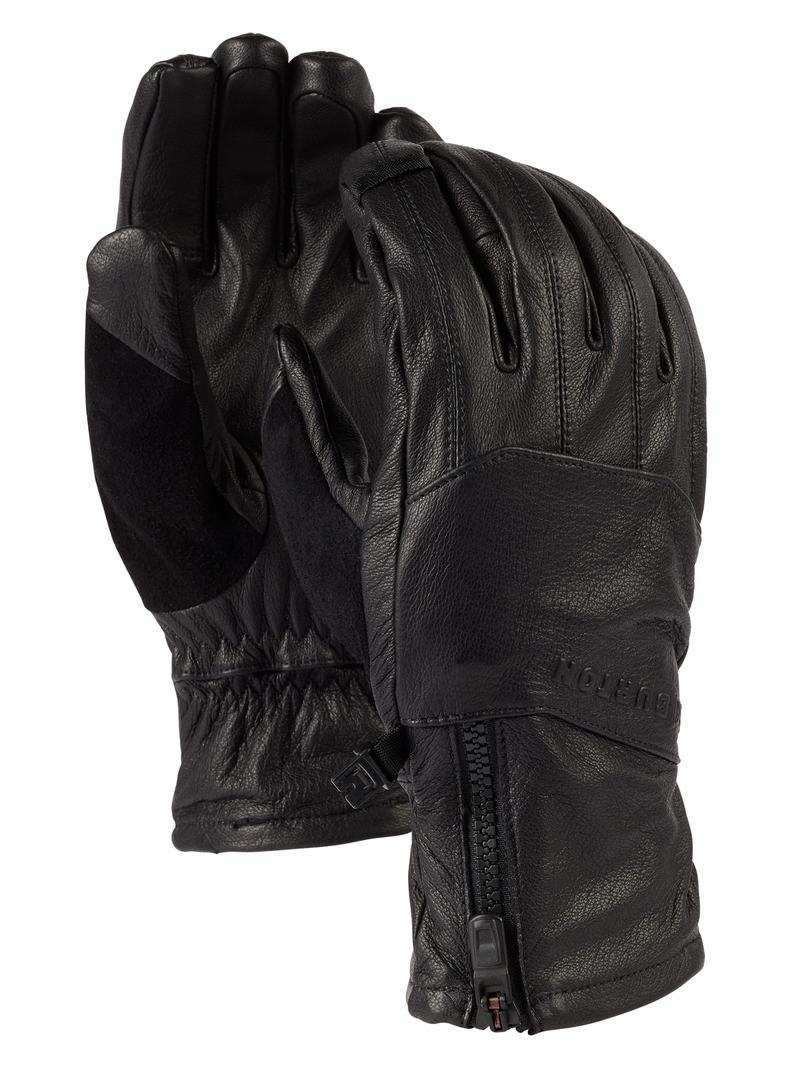 Black Burton [ak] Leather Tech Women's Ski Gloves | UJYOHN702