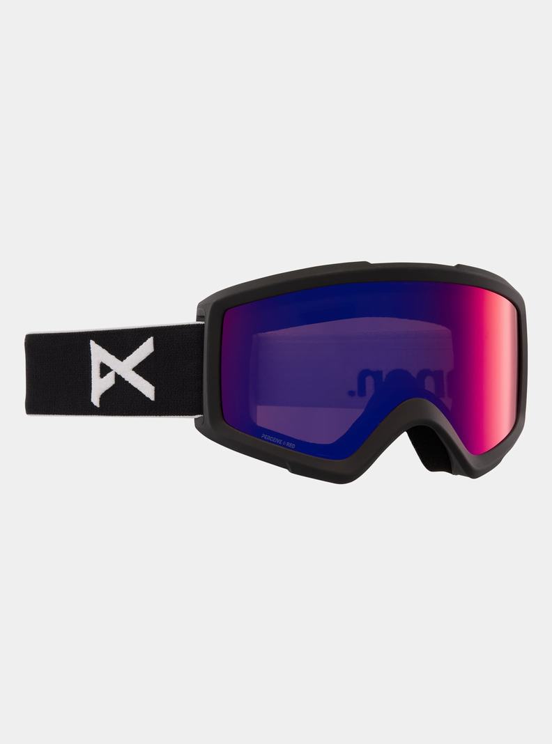 Black / Orange Red Burton Anon Helix 2.0 Perceive Goggles + Bonus Lens Women's Ski Goggles | ABHYPJ430