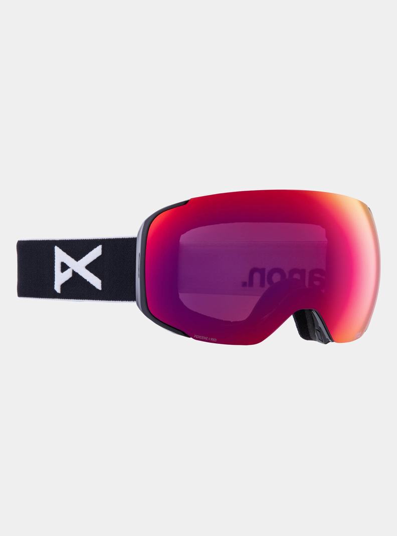 Black / Orange Red Burton Anon M2 Low Bridge Fit Goggles + Bonus Lens + MFI® Face Mask Women's Ski Goggles | KHLMGF509