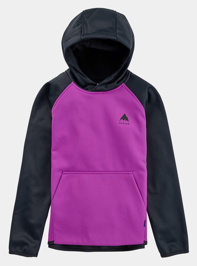 Black / Purple Burton Crown Weatherproof Pullover Fleece Kids' Sweatshirts | JDWXEB793