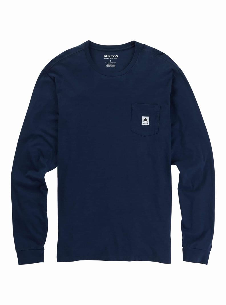 Blue Burton Colfax Long Sleeve Men's T-Shirts | VPUMEB204