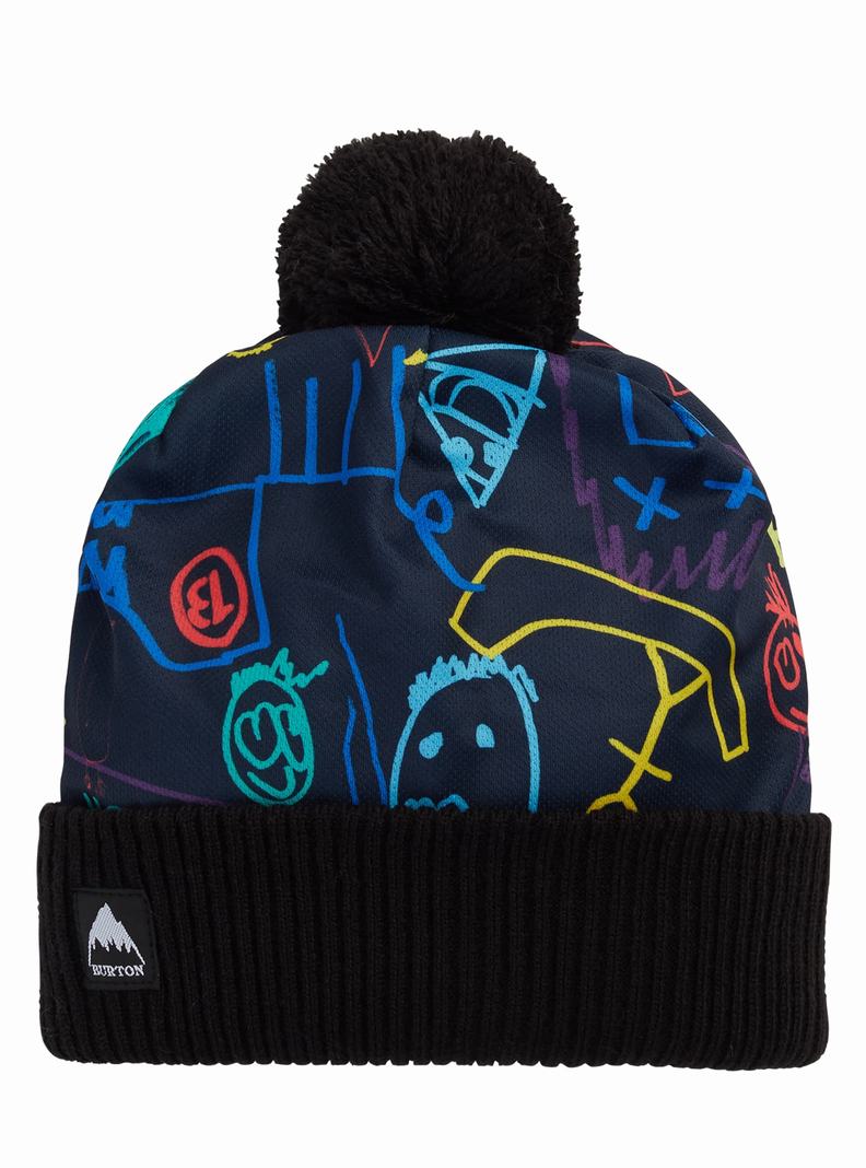 Blue Burton Printed Pom Kids' Beanie | KOLXNE973