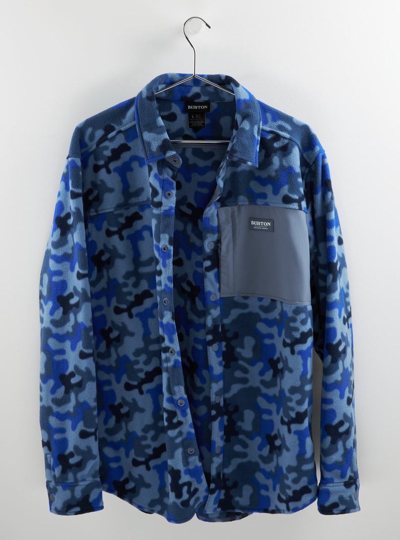 Blue / Camo Burton Hearth Fleece Shirt Men's Shirts | GLDMPE490