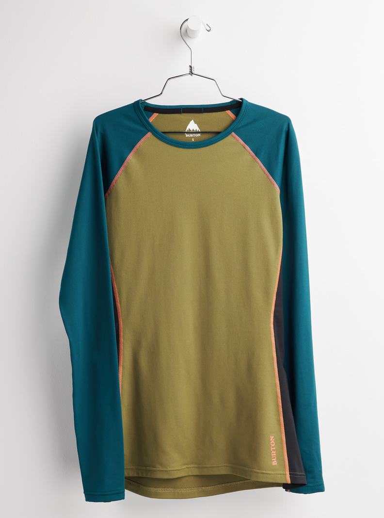 Blue / Olive Burton Midweight X Base Layer Crew Women's Base Layer Top | GQCPWF056