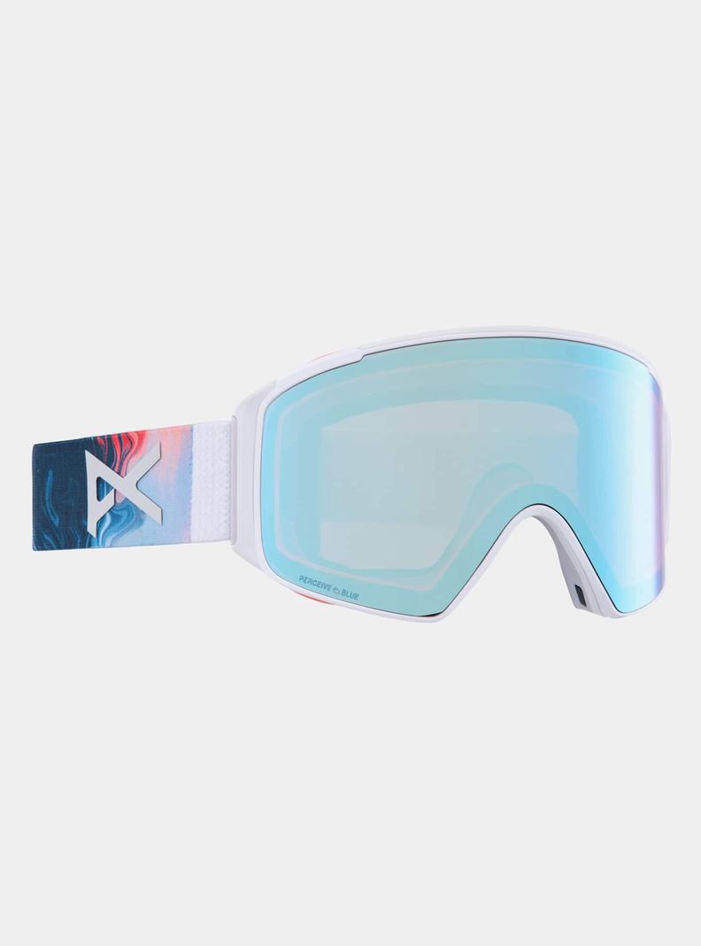 Blue / Pink / Burton Anon M4S Low Bridge Fit Goggles (Cylindrical) + Bonus Lens + MFI® FACE MASK Men's Ski Goggles | QEJNSP629