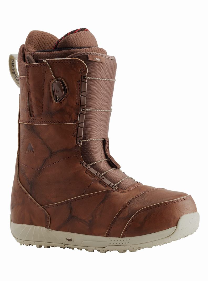 Brown Burton Ion Leather Men's Snowboard Boots | QTIBHK283