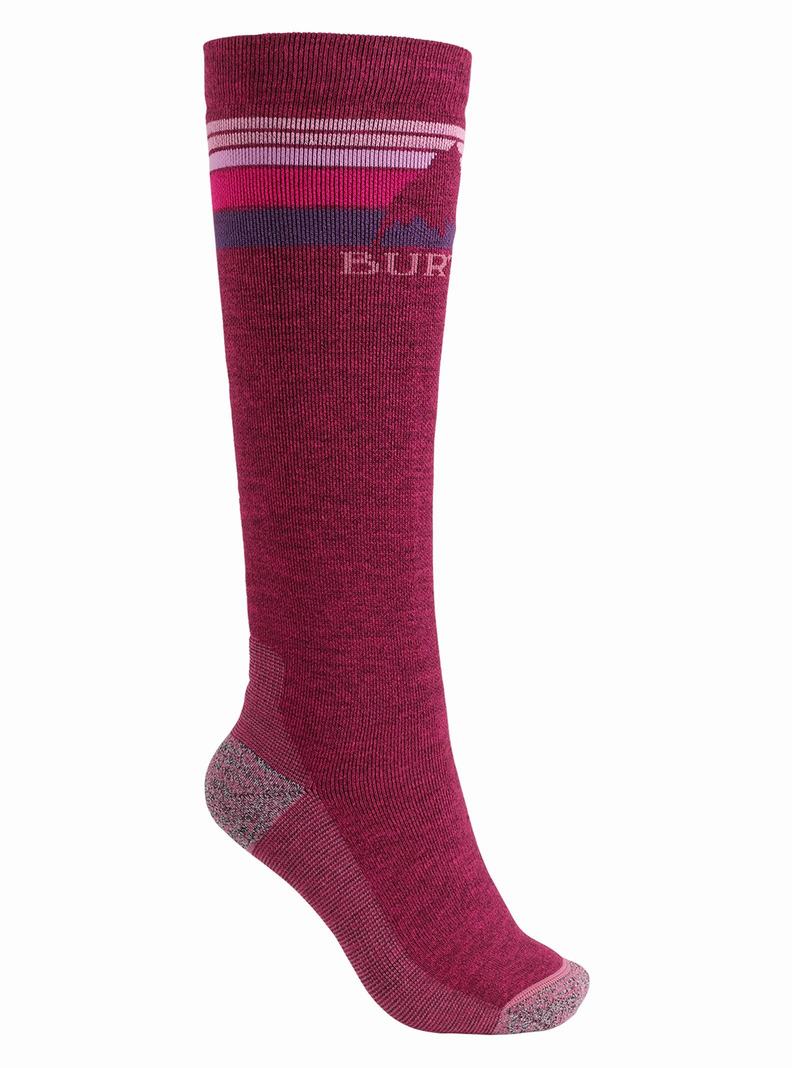 Burgundy Burton Emblem Midweight Women's Socks | CZBGQO753