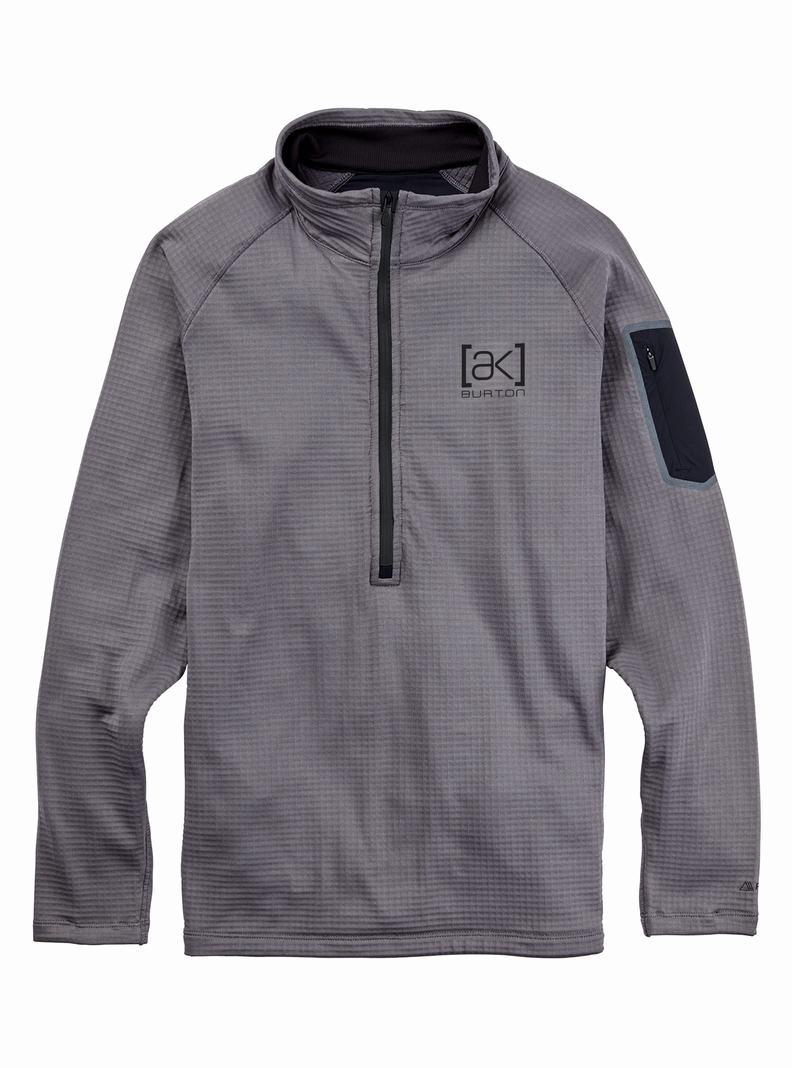 Deep Grey Burton [ak] Helium Power Grid™ Half-Zip Fleece Men's Sweatshirts | XFMEOA601