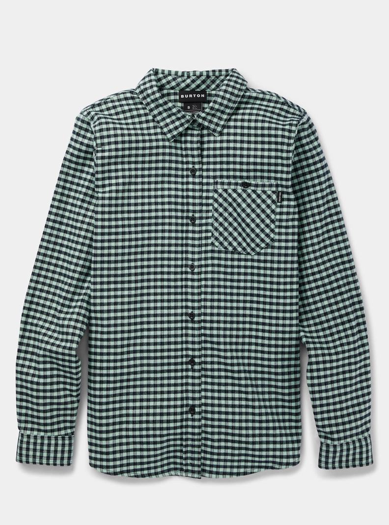 Green Burton Favorite Long Sleeve Flannel Women's Shirts | MINKPC681