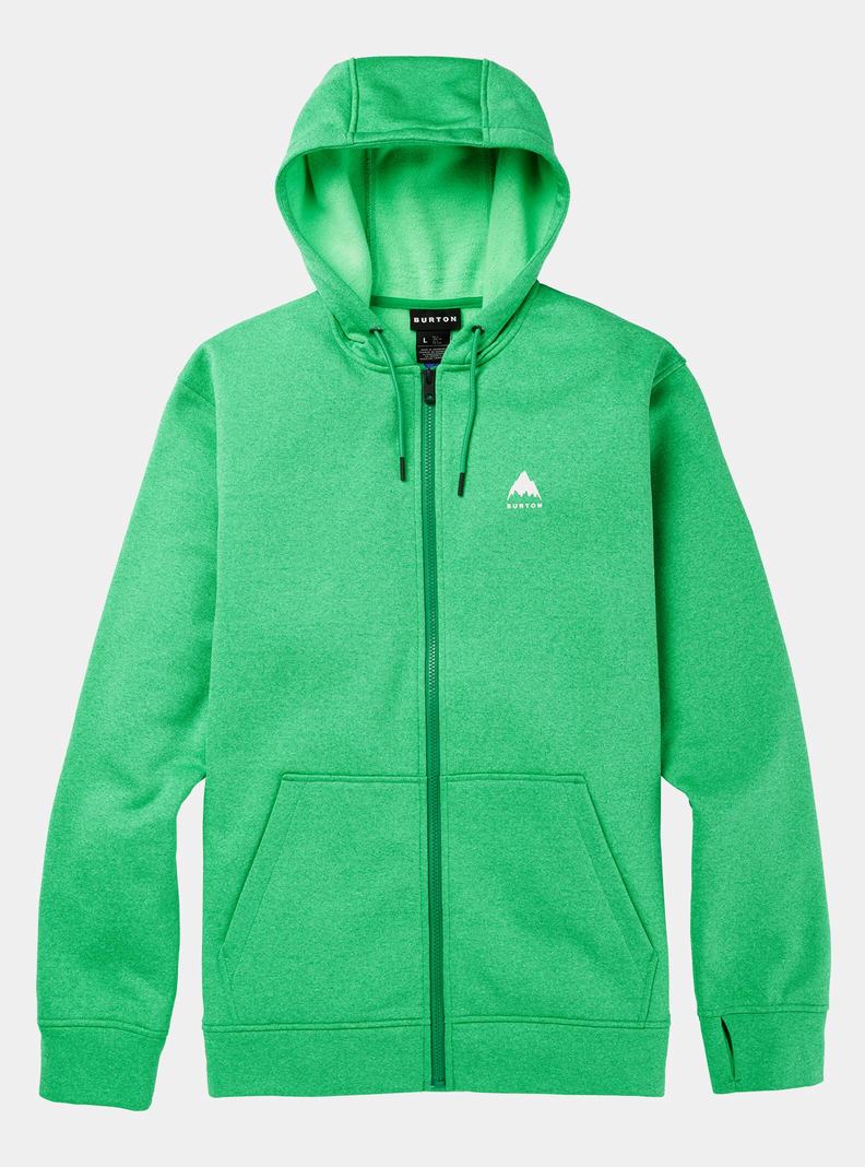 Green Burton Oak Full-Zip Hoodie Men's Sweatshirts | QKTWUP403