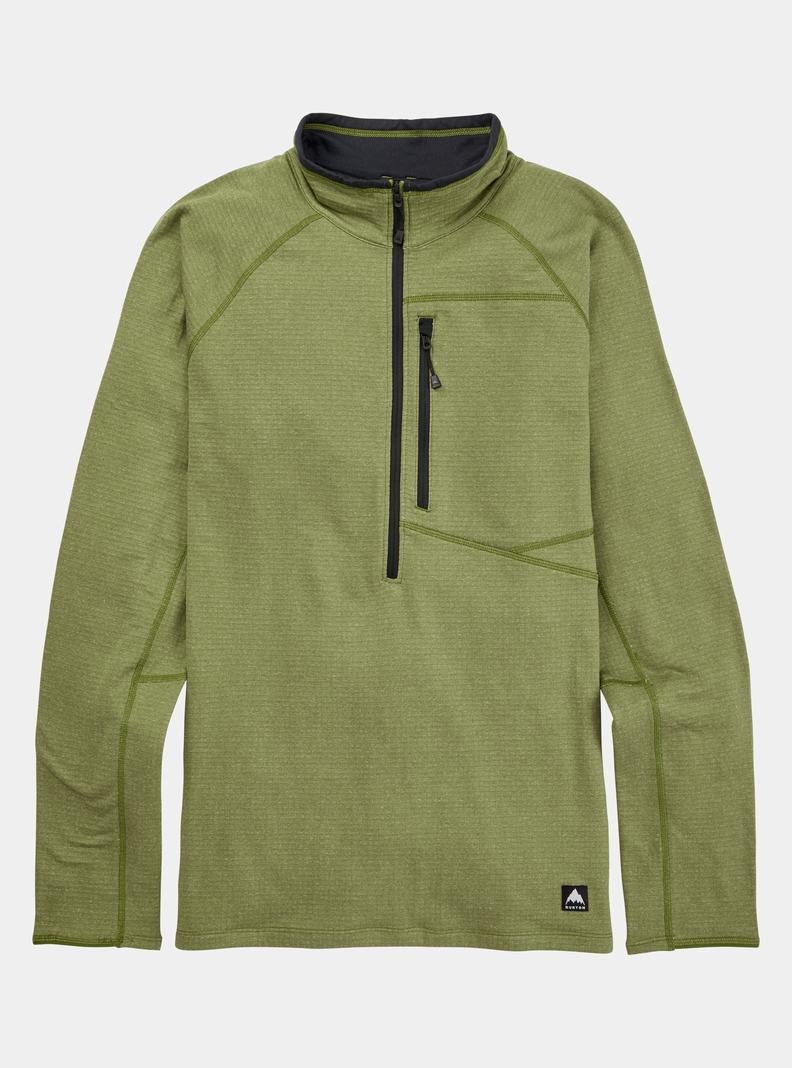 Green Burton Stockrun Grid Half-Zip Men's Fleece | CBKRHN170