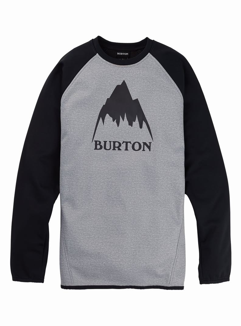 Grey / Black Burton Crown Weatherproof Pullover Crew Men's Sweatshirts | JKAHRW681