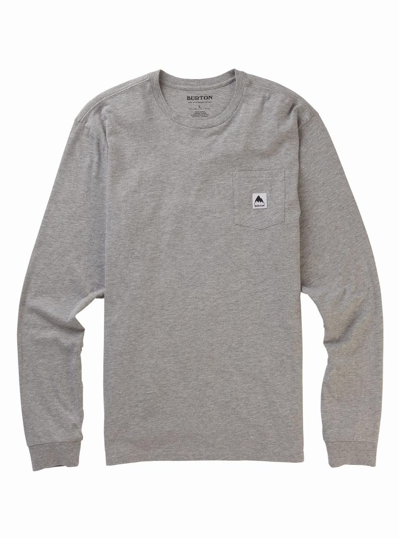 Grey Burton Colfax Long Sleeve Men's T-Shirts | MYAWPN607