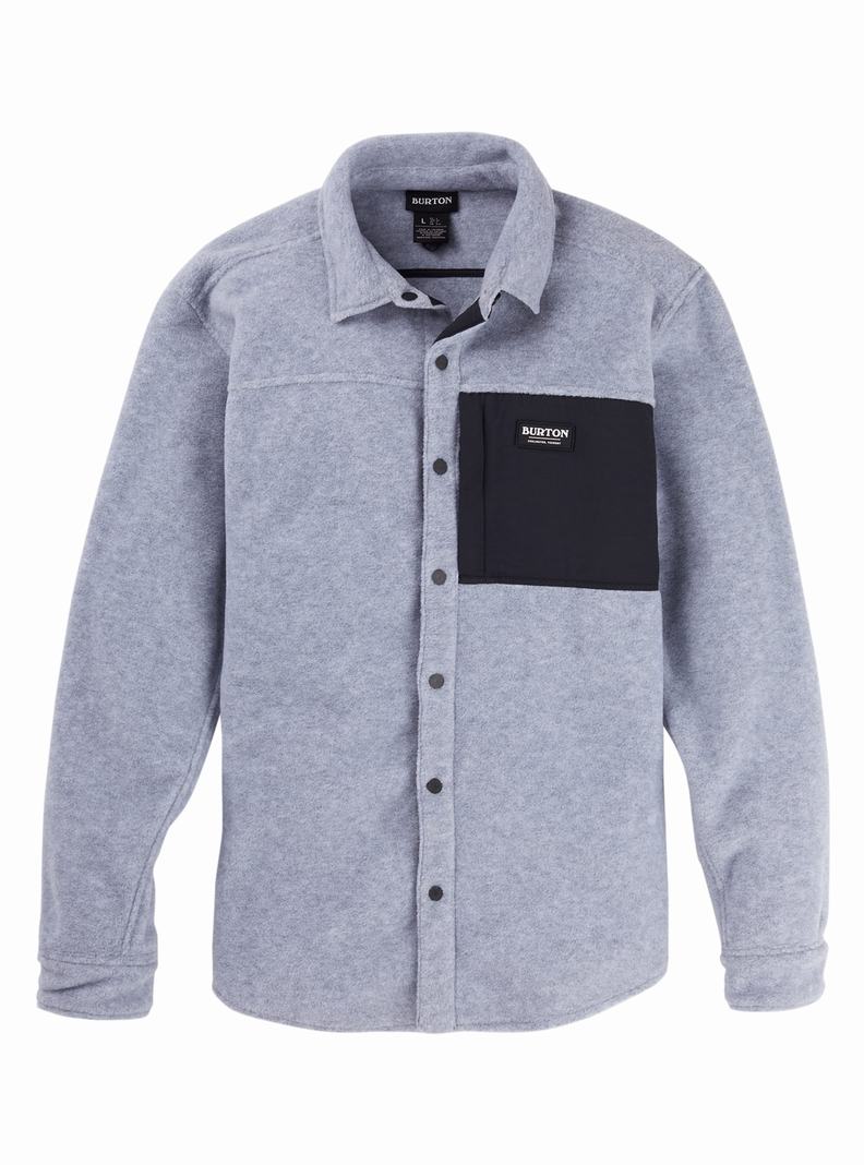 Grey Burton Hearth Fleece Shirt Men's Shirts | AGKXIT316