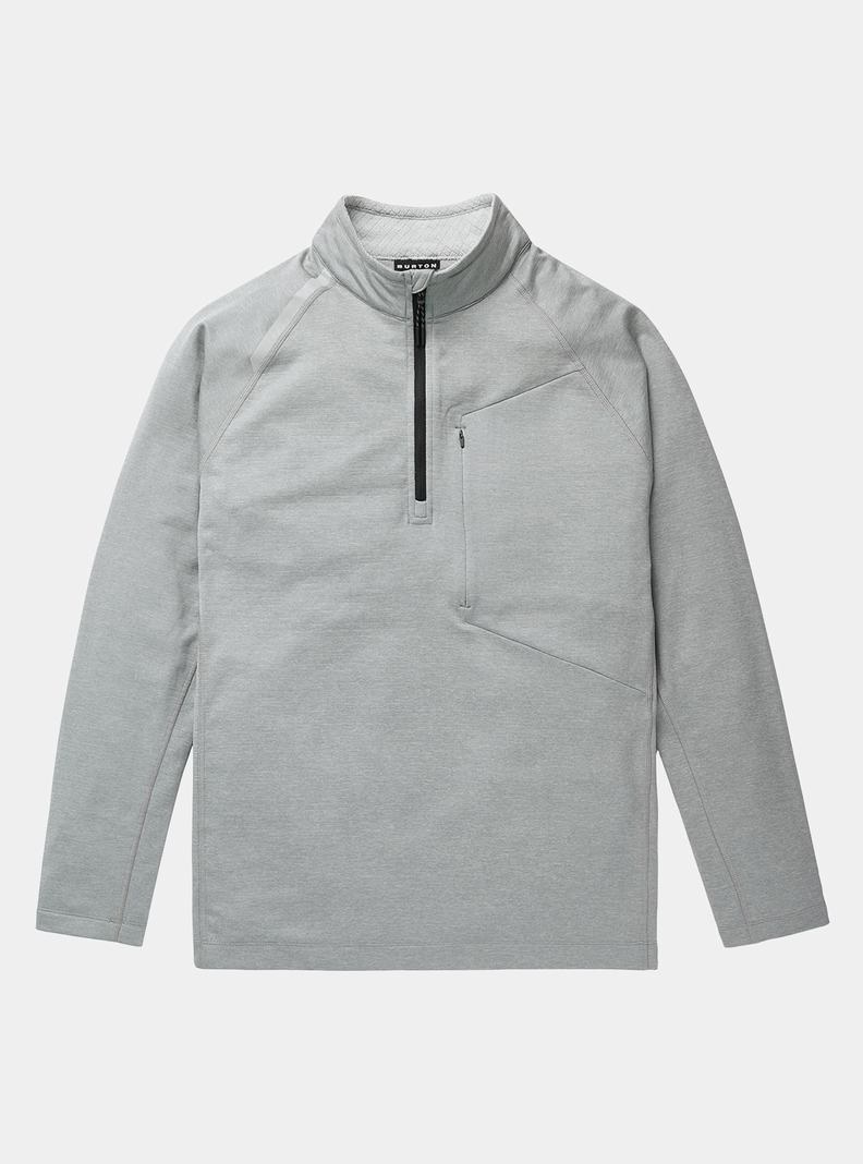 Grey Burton Multipath Grid Quarter-Zip Fleece Men's Sweatshirts | EPUXRA571