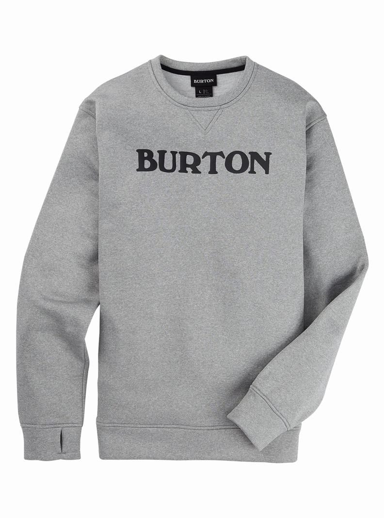 Grey Burton Oak Pullover Crew Men's Sweatshirts | TVZESL432