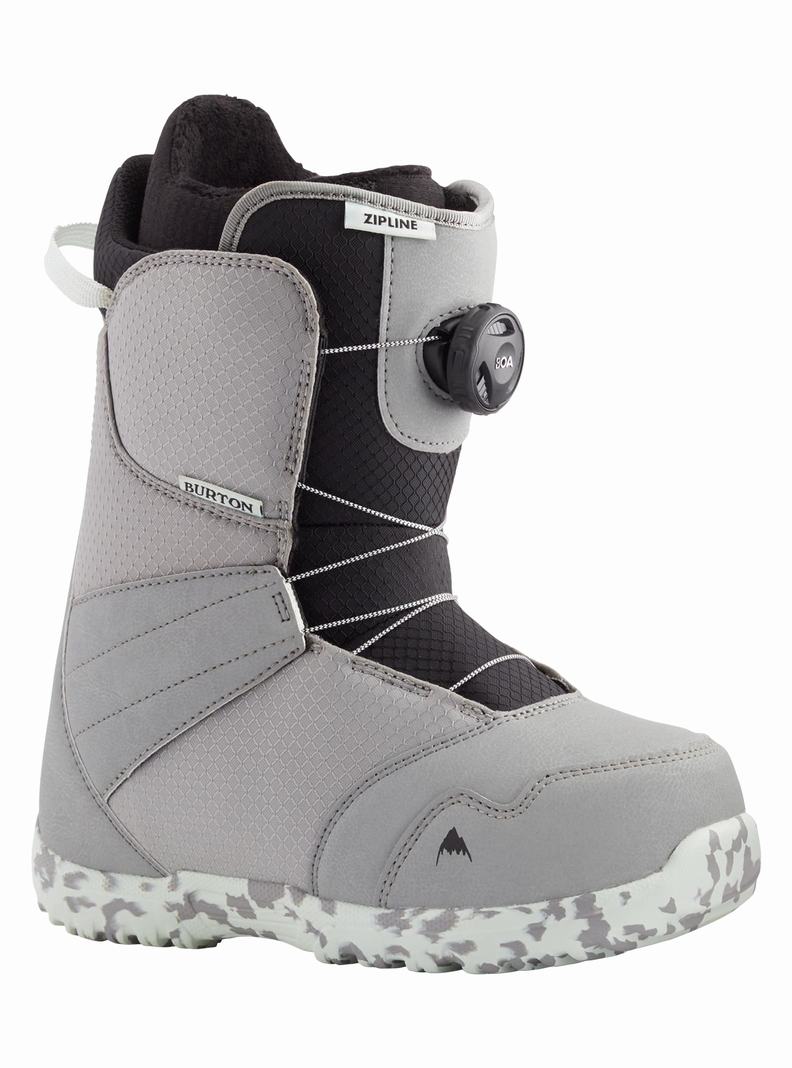 Grey Burton Zipline BOA® Kids' Snowboard Boots | ZTDPJO246