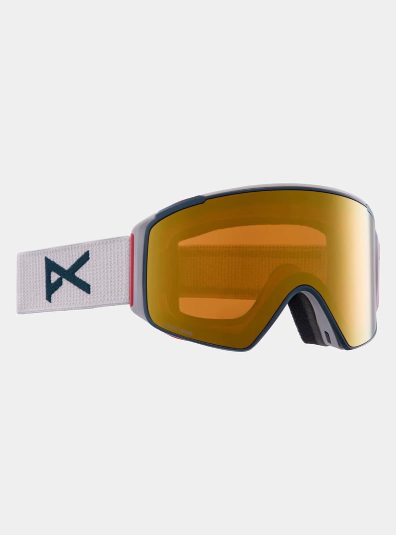 Grey / Orange Burton Anon M4S Goggles (Cylindrical) + Bonus Lens + MFI® Face Mask Women's Ski Goggles | EWTPSD270