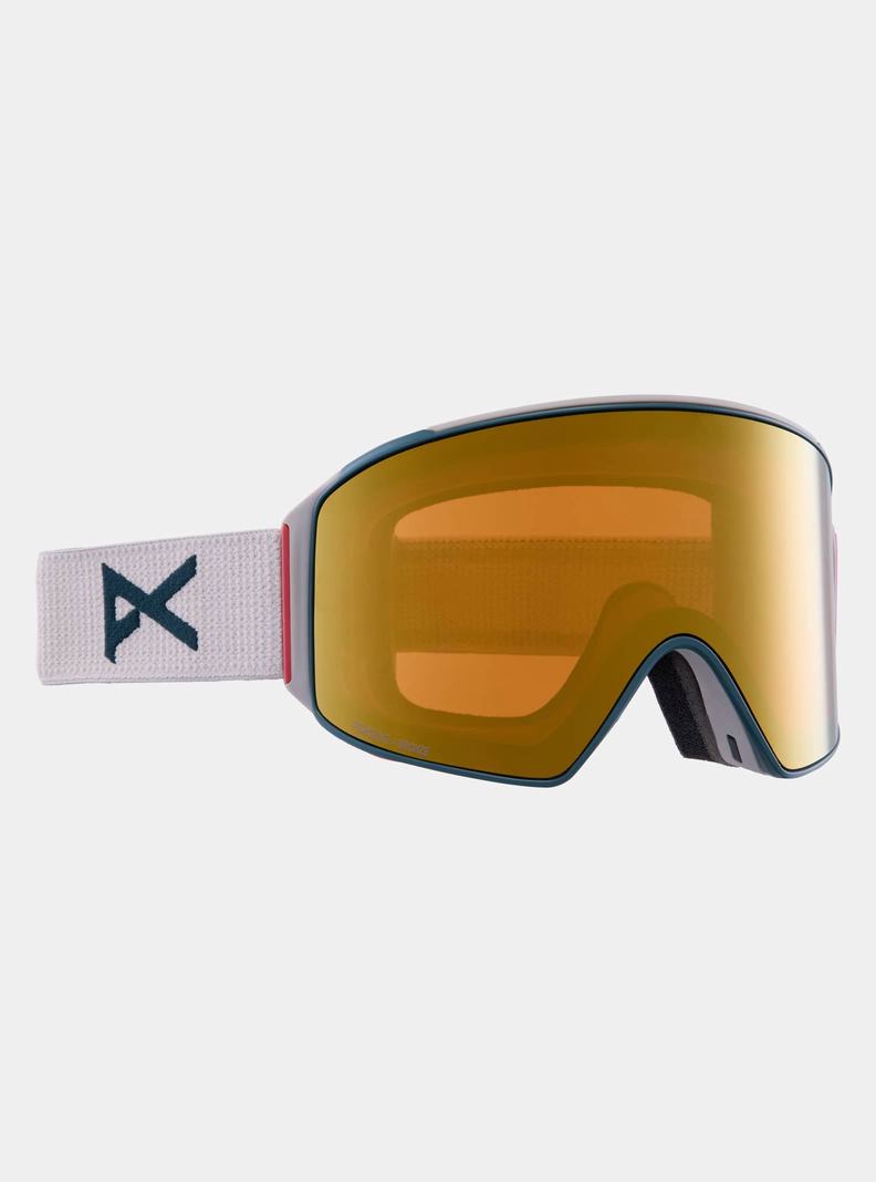 Grey / Orange Burton Anon M4 Goggles (Cylindrical) + Bonus Lens + MFI® Face Mask Men's Ski Goggles | SOBNRI405