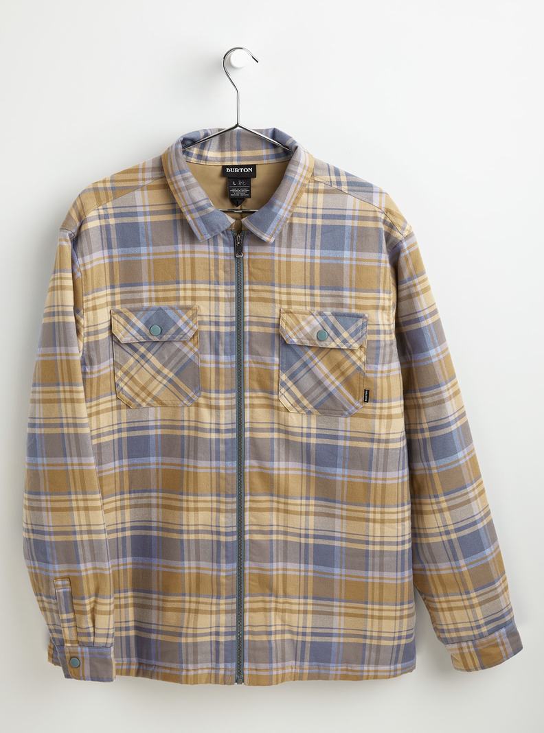 Khaki / Blue Burton Brighton Insulated Flannel Men's Shirts | YQUHBD842