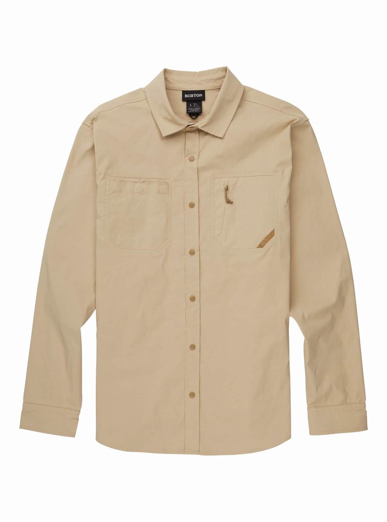 Khaki Burton Multipath Utility Long Sleeve Shirt Men's Shirts | AFNGJU137