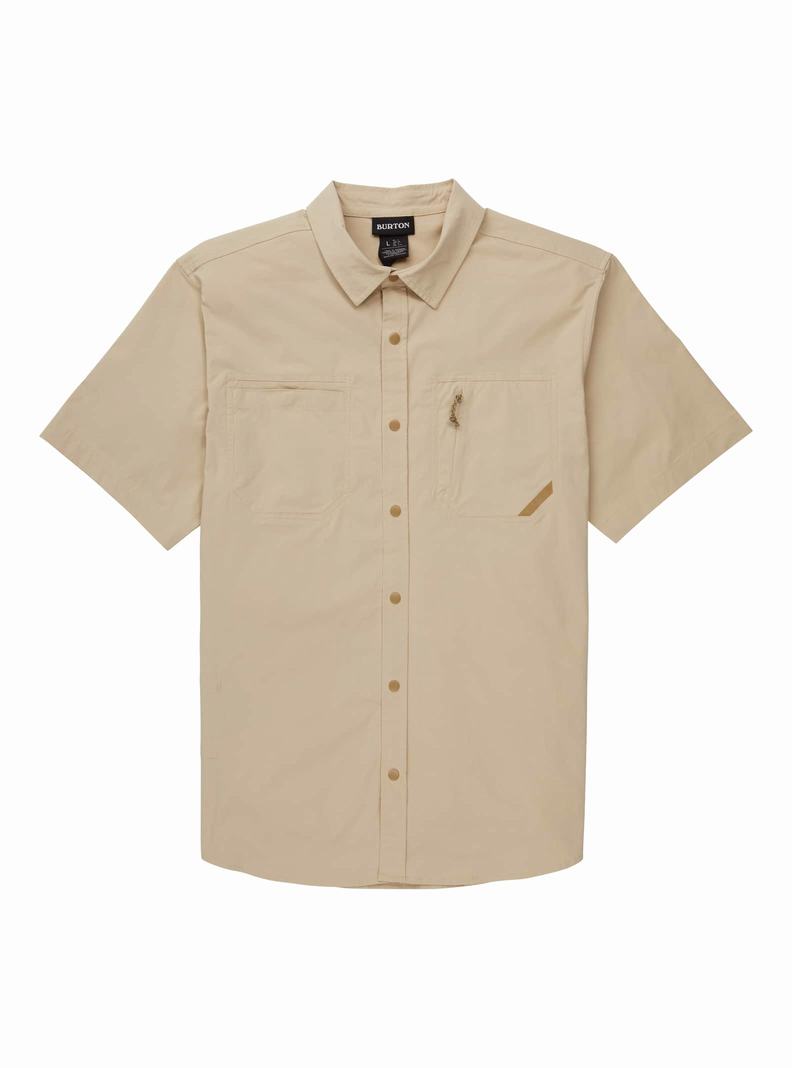 Khaki Burton Multipath Utility Short Sleeve Shirt Men's Shirts | ZVMCQE381