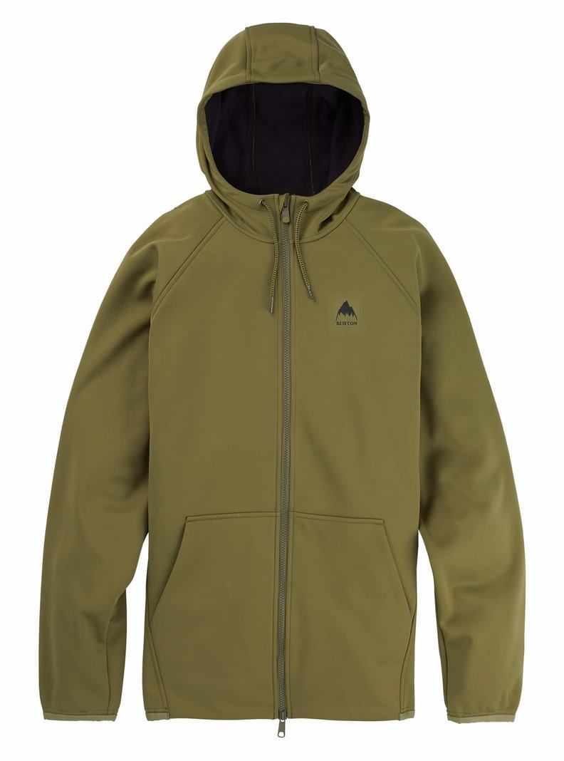 Olive Burton Crown Weatherproof Full-Zip Fleece Men's Sweatshirts | UJTPGW439