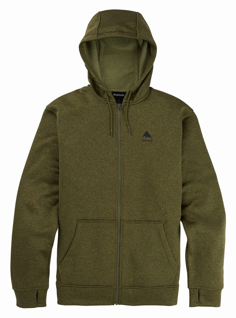 Olive Burton Oak Full-Zip Hoodie Men's Sweatshirts | AGXCZQ293