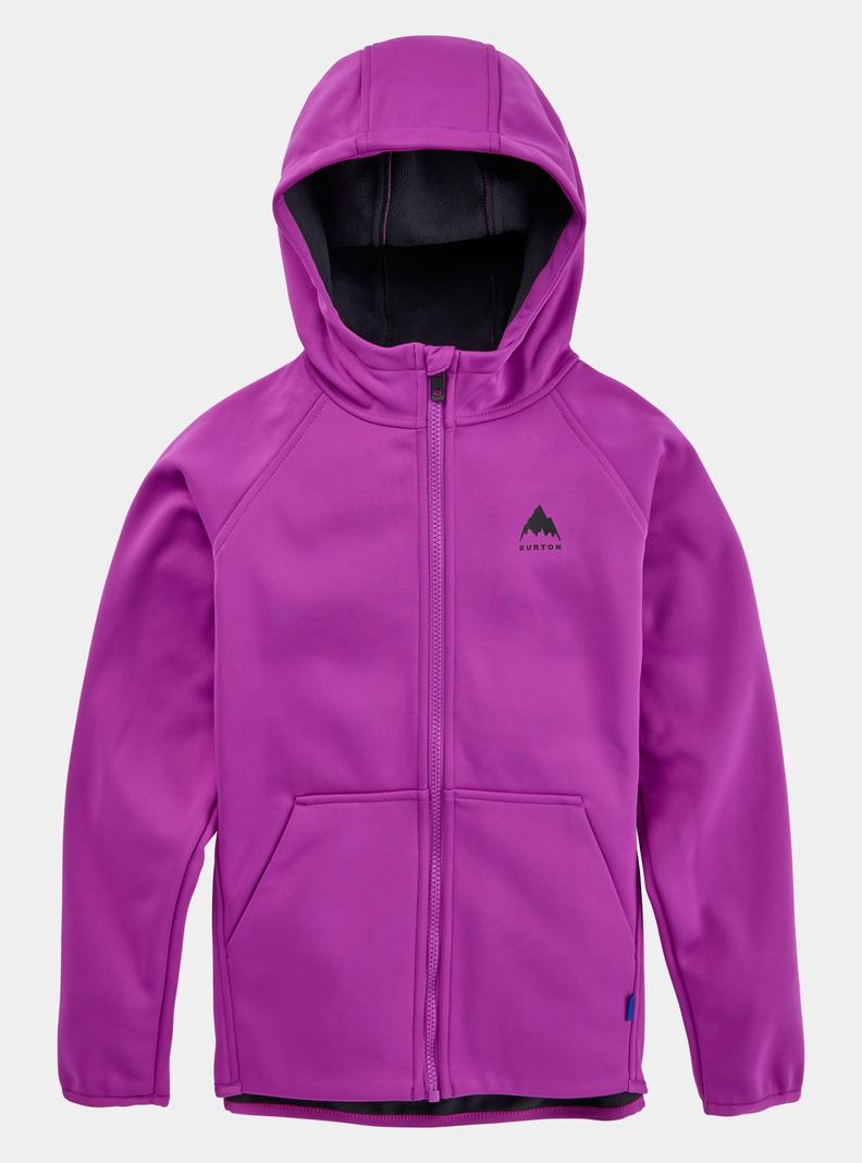 Purple Burton Crown Weatherproof Full-Zip Fleece Kids' Sweatshirts | VXBPHW805