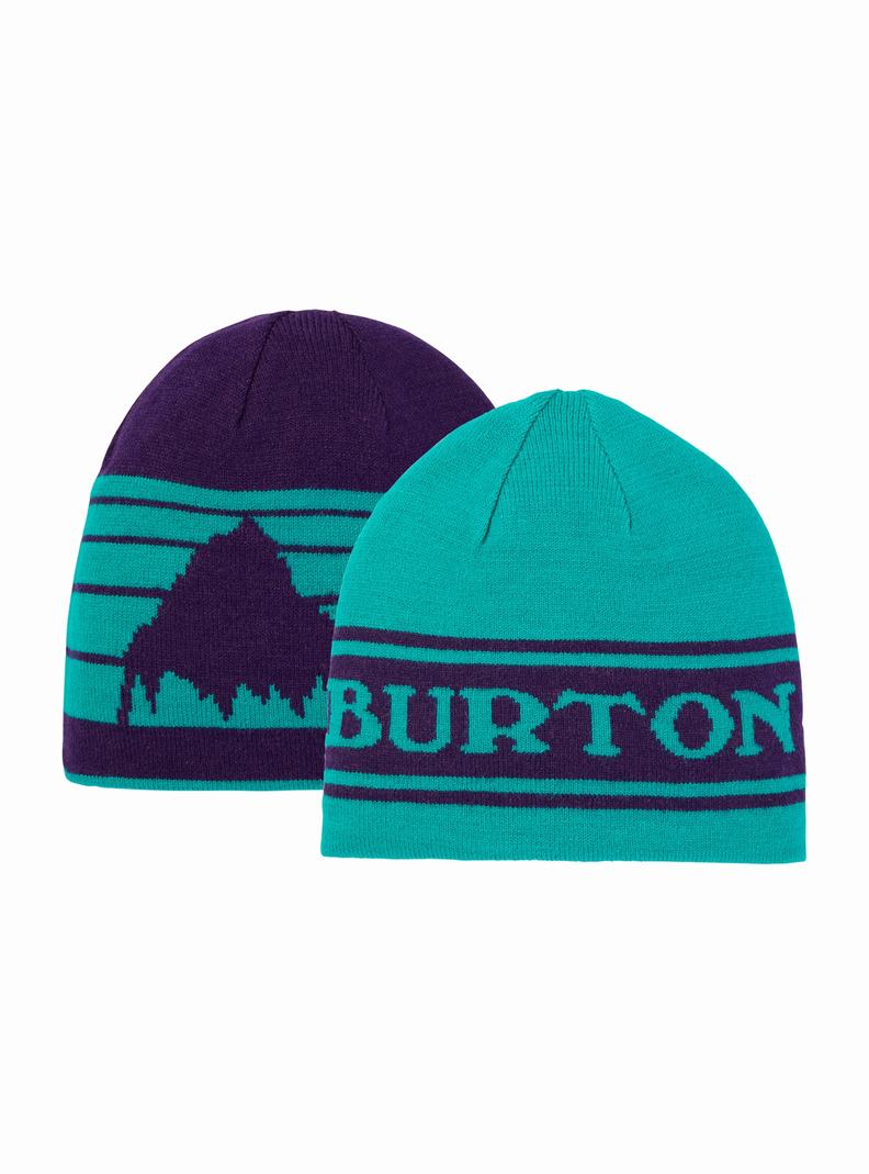 Purple / Green Burton Billboard Reversible Kids' Beanie | YJZWGU328