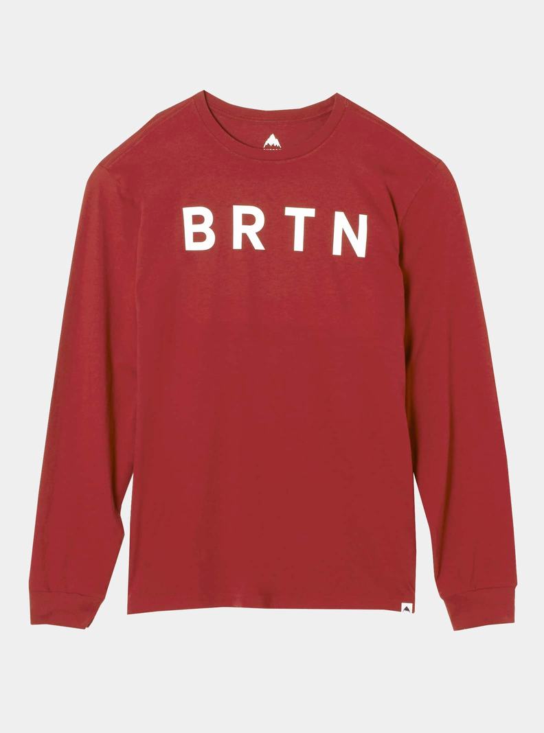 Red Burton BRTN Long Sleeve Men's T-Shirts | KDHPRF839