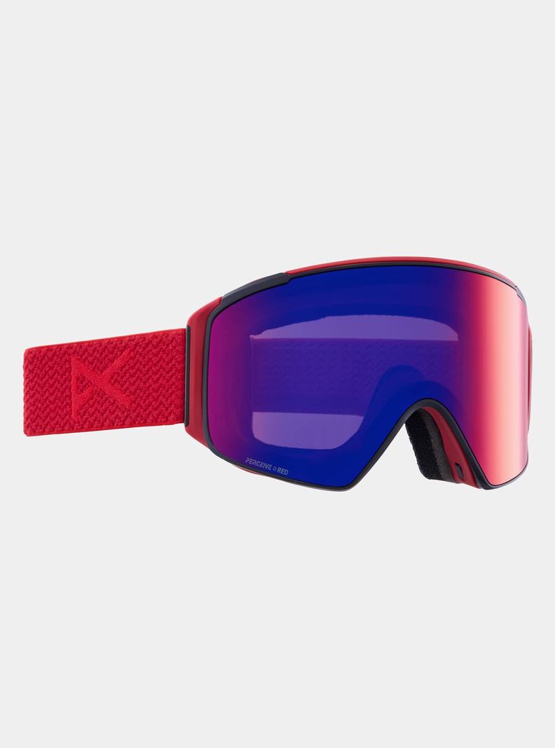 Red / Orange Red Burton Anon M4S Goggles (Cylindrical) + Bonus Lens + MFI® Face Mask Men's Ski Goggles | TZEGIR602