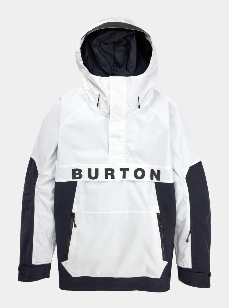 White / Black Burton Frostner 2L Anorak Men's Ski Jackets | HGABQJ468