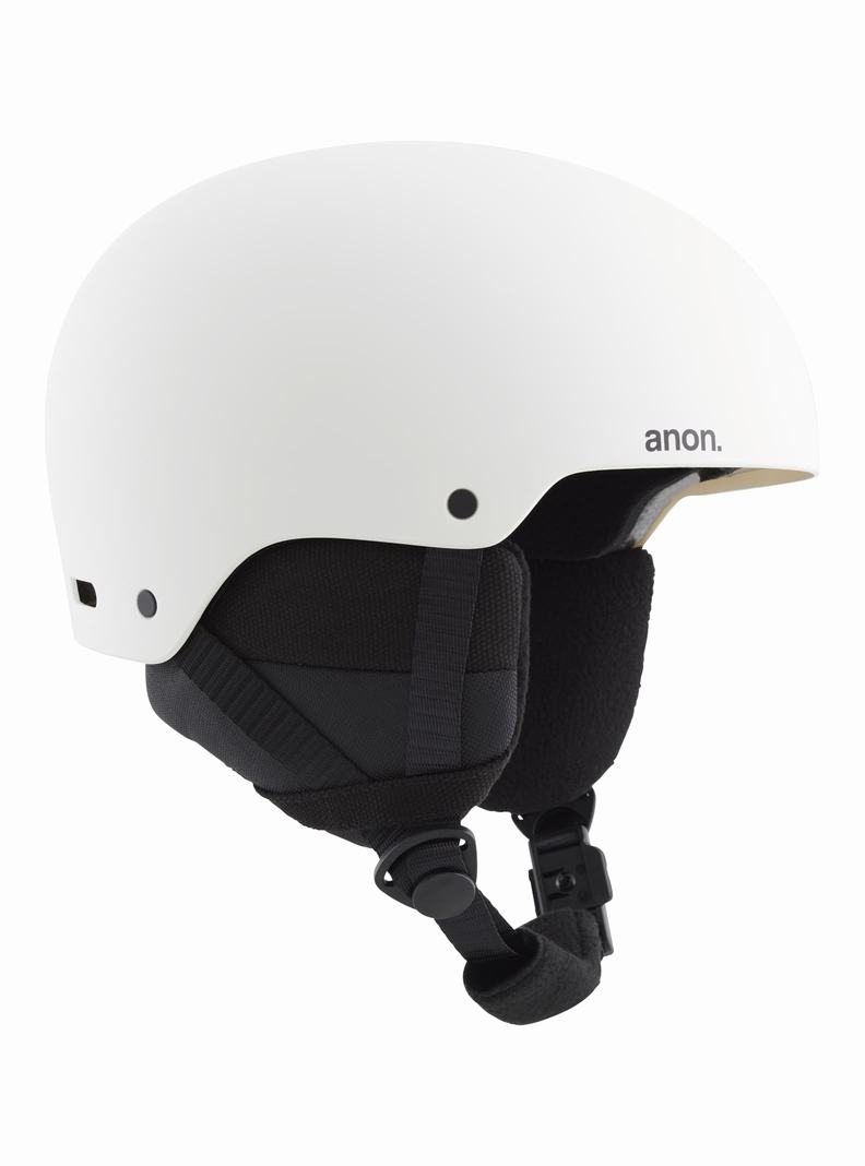 White Burton Anon Rime 3 Round Fit Kids' Snowboard Helmets | VYHRNT976