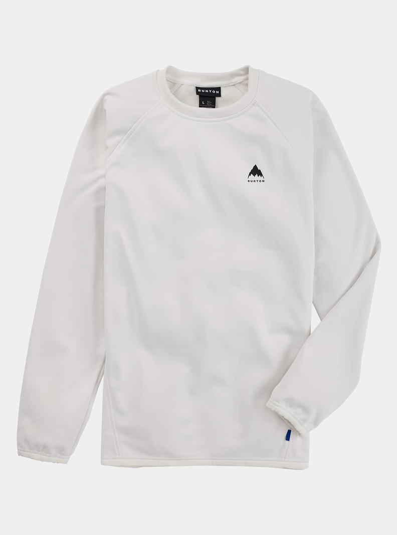 White Burton Crown Weatherproof Pullover Crew Men's Sweatshirts | IJCHPN023