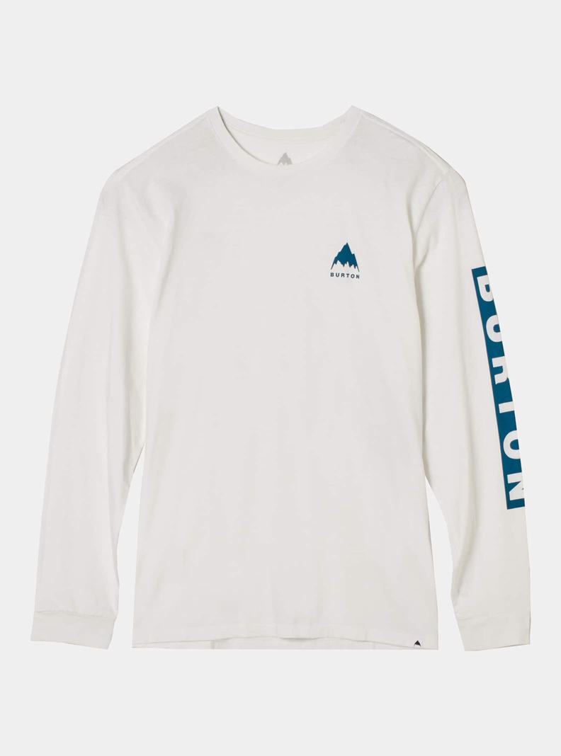 White Burton Elite Long Sleeve Men's T-Shirts | NDFAVG984