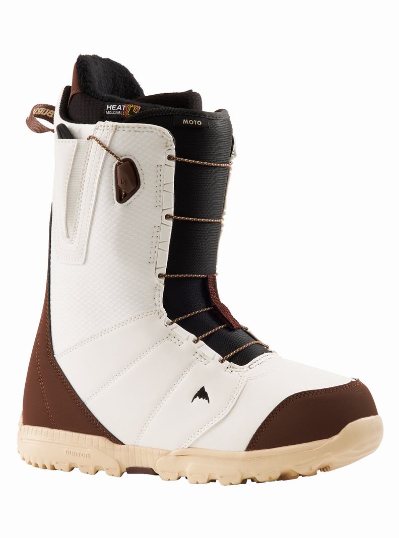 White Burton Moto Men's Snowboard Boots | IUAWVB801